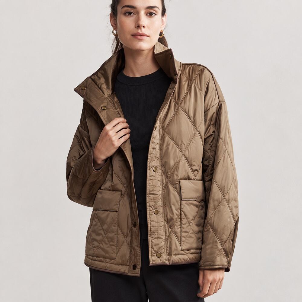 Rhone NWT XL Dalston Brown Leaf Quilted Water Repellent Jacket Equestrian Preppy